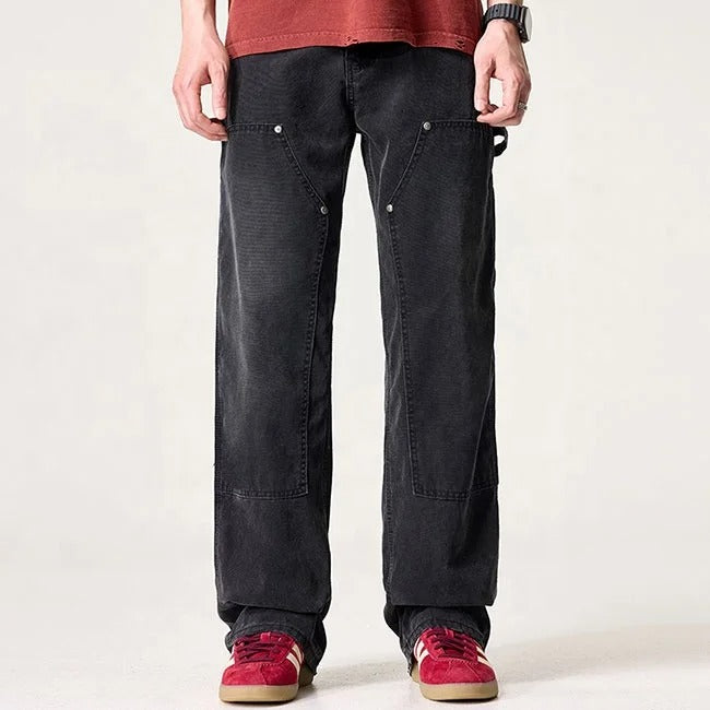 Black Utility Panel Jeans