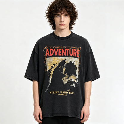 Black Washed Graphic T-Shirt with Front Print