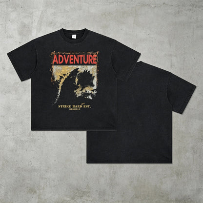 Black Washed Graphic T-Shirt with Front Print