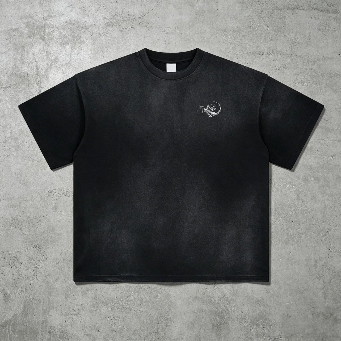 Black Washed Graphic T-Shirt with Dinosaur Print