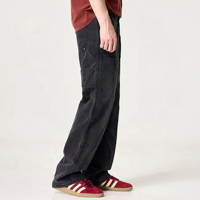 Black Utility Panel Jeans