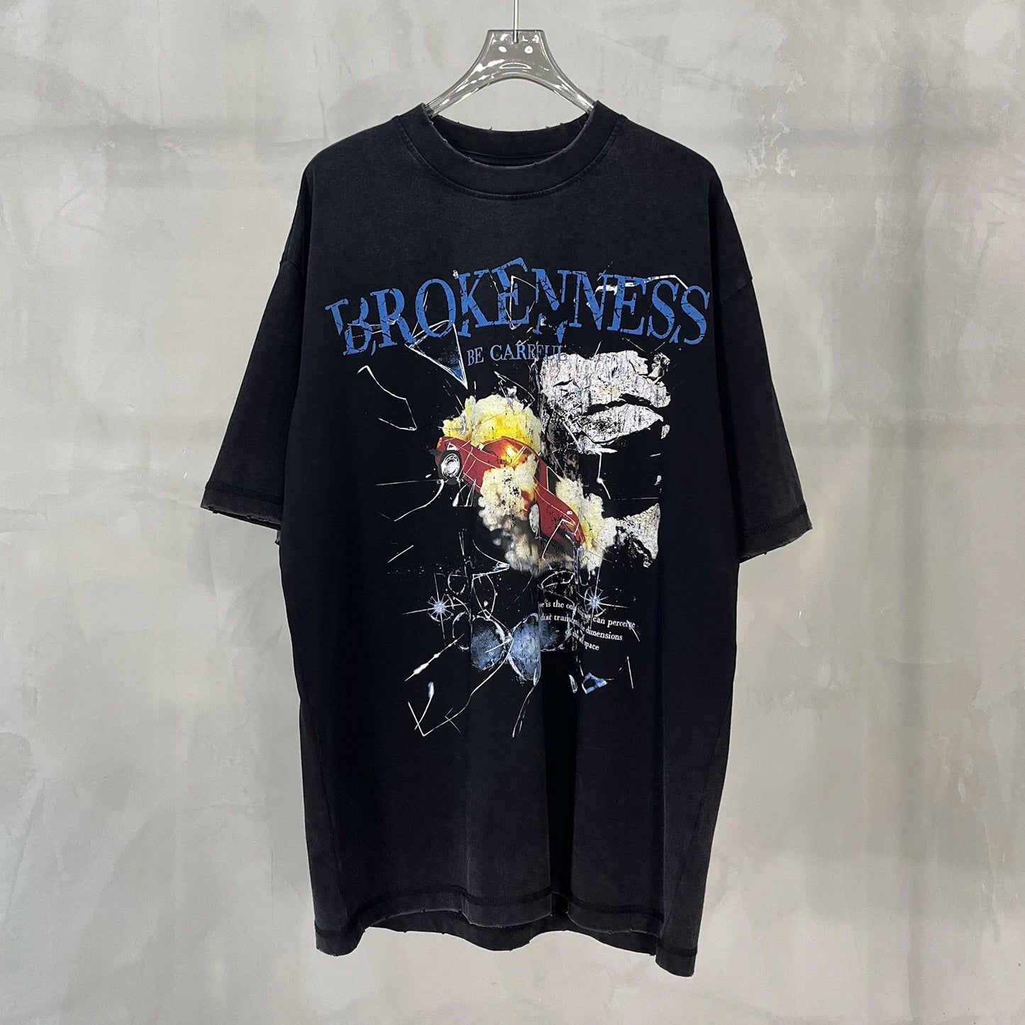 Black Washed Graphic T-Shirt with Front Artwork Print