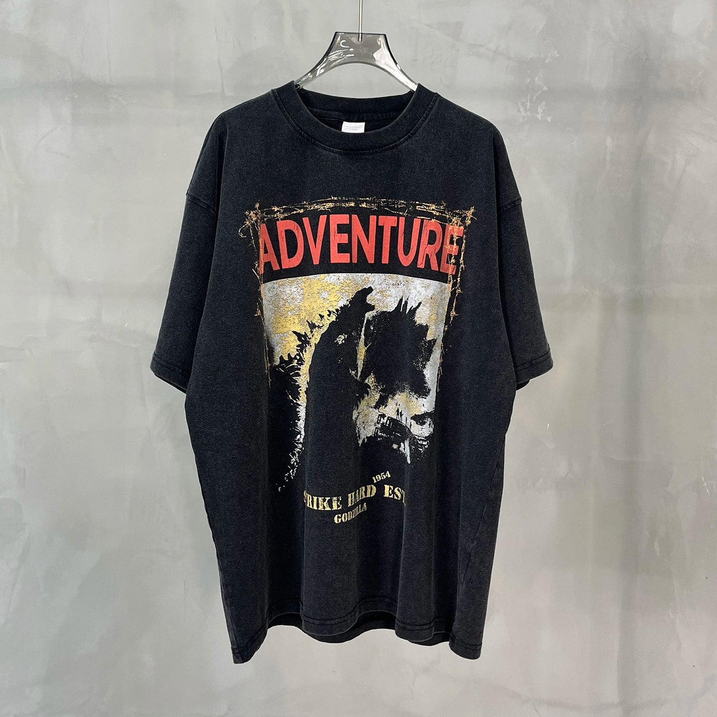 Black Washed Graphic T-Shirt with Front Print