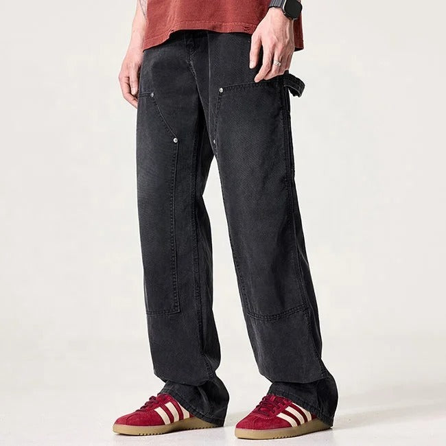Black Utility Panel Jeans