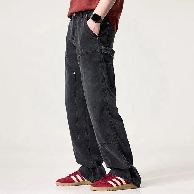 Black Utility Panel Jeans